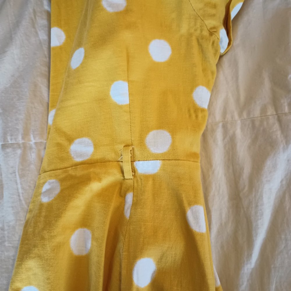 Collectif/Modcloth Caterina swing dress yellow and white dot size 16